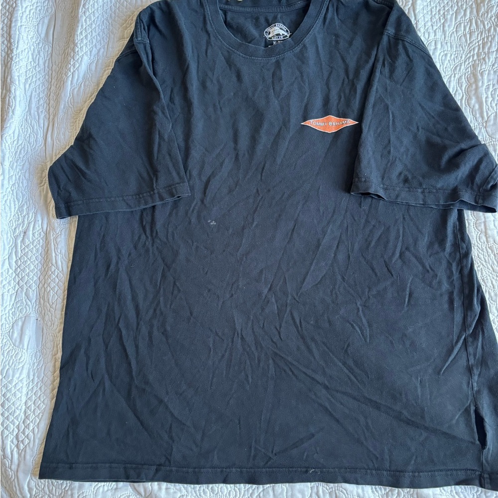 Tommy Bahama Black Tee with Orange Logo Size XL